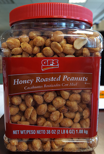 Krispak, Inc. Issues Allergy Alert on Undeclared Treenuts - Pecans In GFS Honey Roasted Peanuts Received From Supplier Trophy Nut Co.